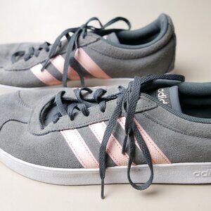 Size 11 Adidas Grey Suede with Pink Stripes Sneaker